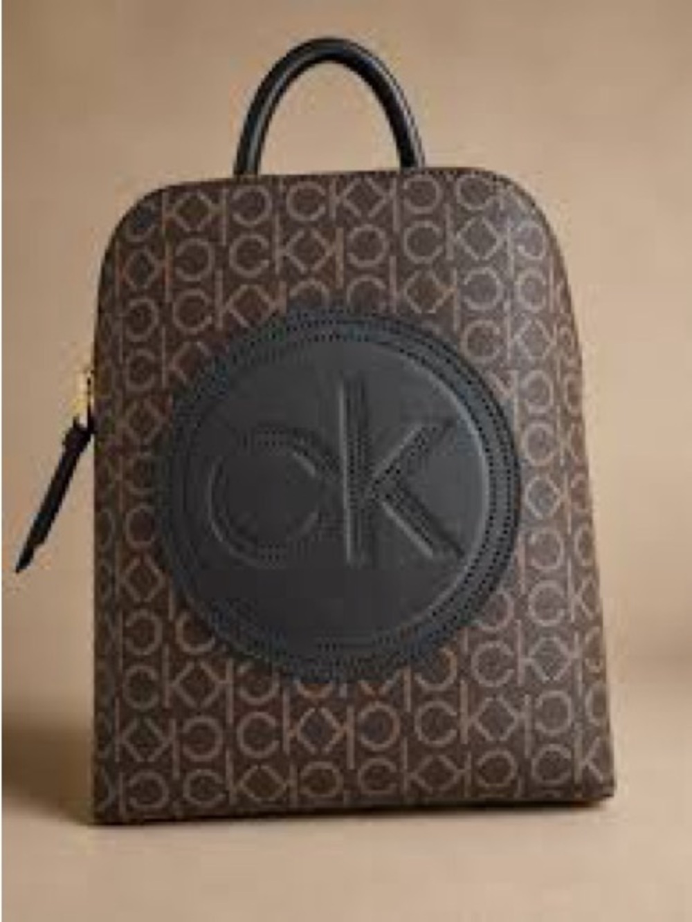 🤎Calvin Klein Brown Monogram Backpack with Black CK Patch 🆕